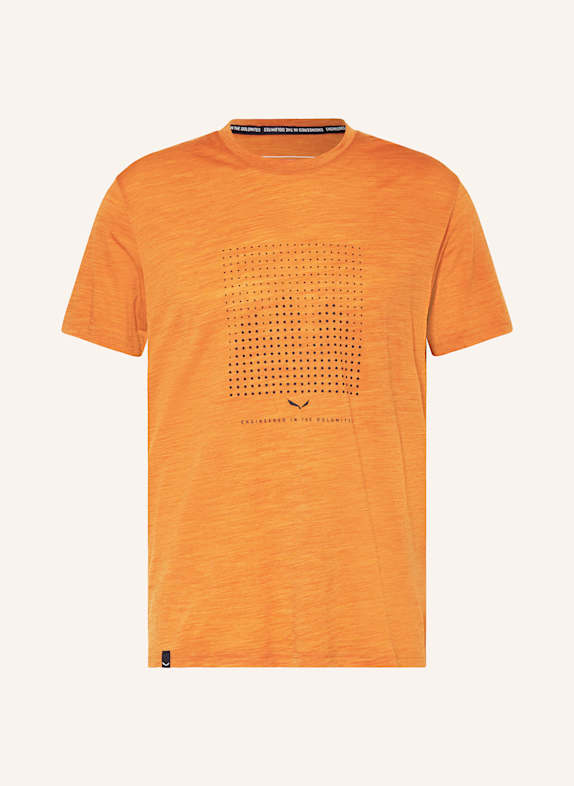 SALEWA T-shirt EAGLE DOTTED made from merino wool ORANGE