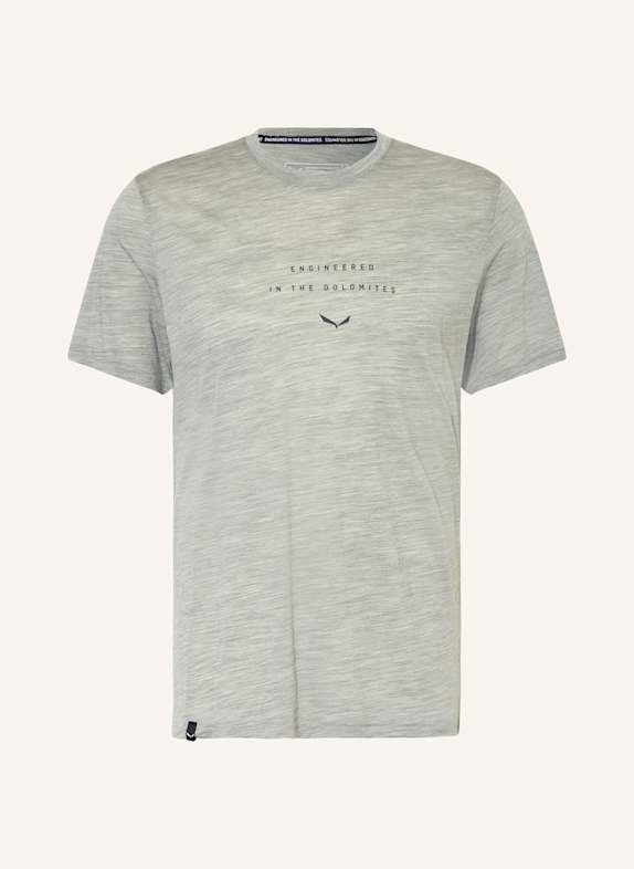 SALEWA T-shirt EAGLE EITD made from merino wool LIGHT GRAY