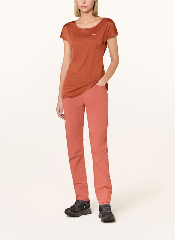 SALEWA T-shirt PUEZ MELANGE DRY'TON DONKERORANJE