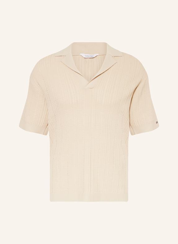 Calvin Klein Strick-Poloshirt HELLBRAUN