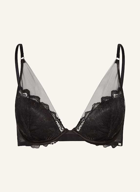 Calvin Klein Podprsenka s kosticemi CK BLACK FLORAL LACE ČERNÁ
