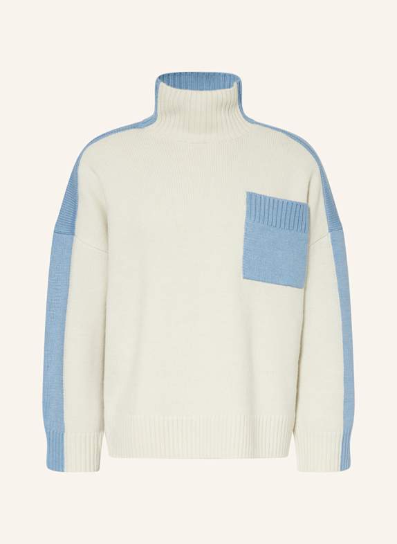 JW ANDERSON Rollkragenpullover ECRU/ HELLBLAU