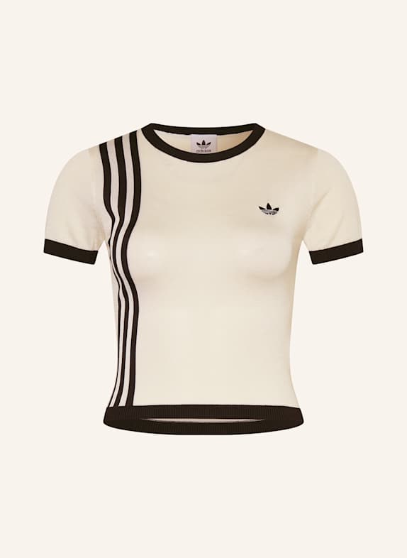 adidas Originals T-Shirt KNITTED 3 STRIPE CREME/ SCHWARZ