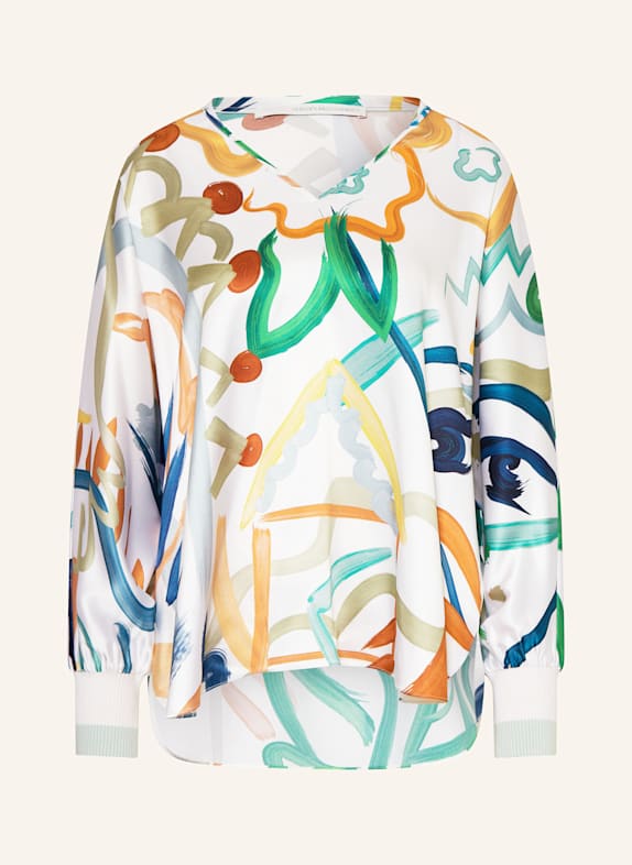 HERZEN'S ANGELEGENHEIT Shirt blouse in silk WHITE/ GREEN/ DARK ORANGE