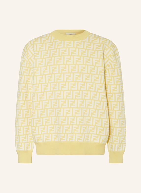 FENDI Pullover HELLGELB/ WEISS