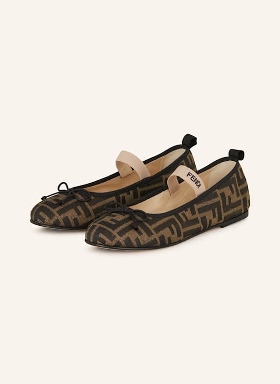 FENDI Mary-Jane-Ballerinas DUNKELBRAUN/ BRAUN