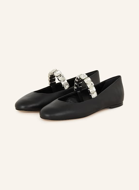 CASADEI Mary-Jane-Ballerinas CRYSTAL mit Schmucksteinen SCHWARZ