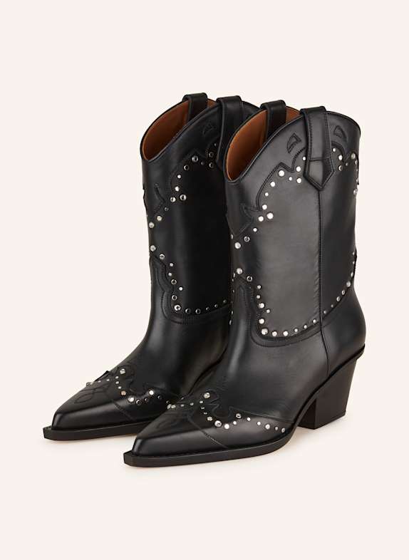 PARIS TEXAS Cowboy Boots JANICE mit Schmucksteinen SCHWARZ