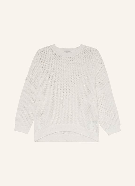 PESERICO Sweater with sequins with 3/4 sleeves WHITE