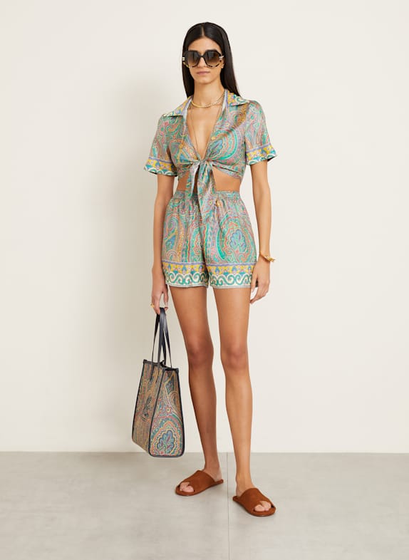 ETRO Seidenshorts GRÜN / BLAU / PINK