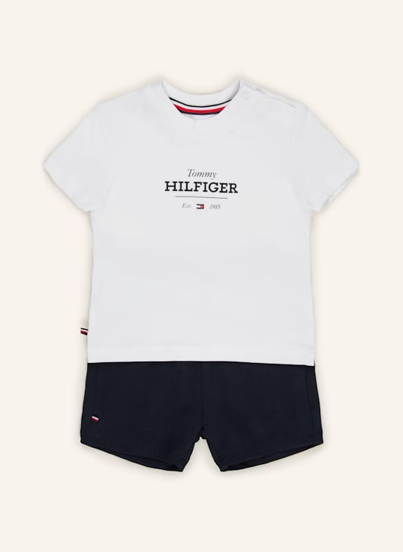 TOMMY HILFIGER Set: T-Shirt und Sweatshorts DUNKELBLAU/ WEISS