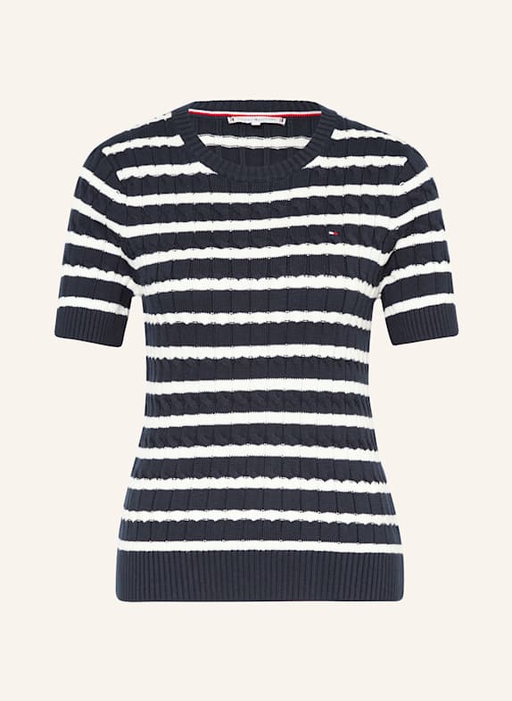 TOMMY HILFIGER Strickshirt DUNKELBLAU/ WEISS