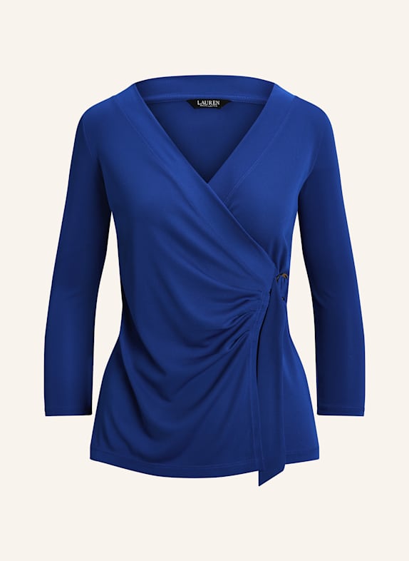 LAUREN RALPH LAUREN Shirt in Wickeloptik mit 3/4-Arm BLAU