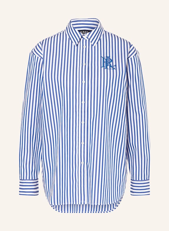 Košilová halenka ze saténu Košilová halenka MODRÁ/ BÍLÁ