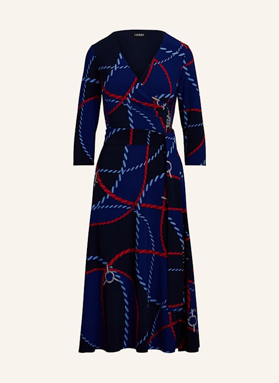 LAUREN RALPH LAUREN Jerseykleid mit 3/4-Arm DUNKELBLAU/ BLAU/ ROT
