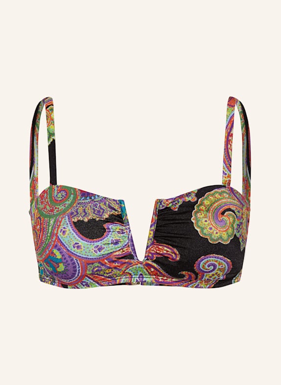 LAUREN RALPH LAUREN Bustier-Bikini-Top BORDADO PAISLEY SCHWARZ/ HELLGRÜN/ LILA