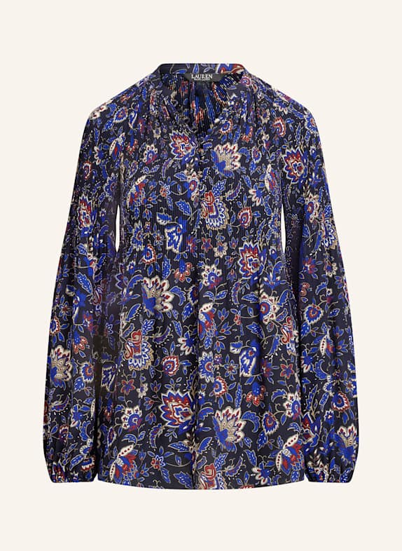 Košilová halenka ze saténu Halenka TMAVĚ MODRÁ/ ČERVENÁ/ BÍLÁ