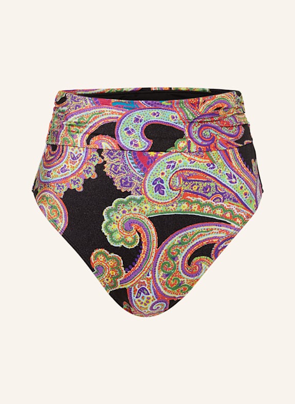 LAUREN RALPH LAUREN BORDADO PAISLEY high-waist bikini bottoms BLACK/ LIGHT GREEN/ PURPLE