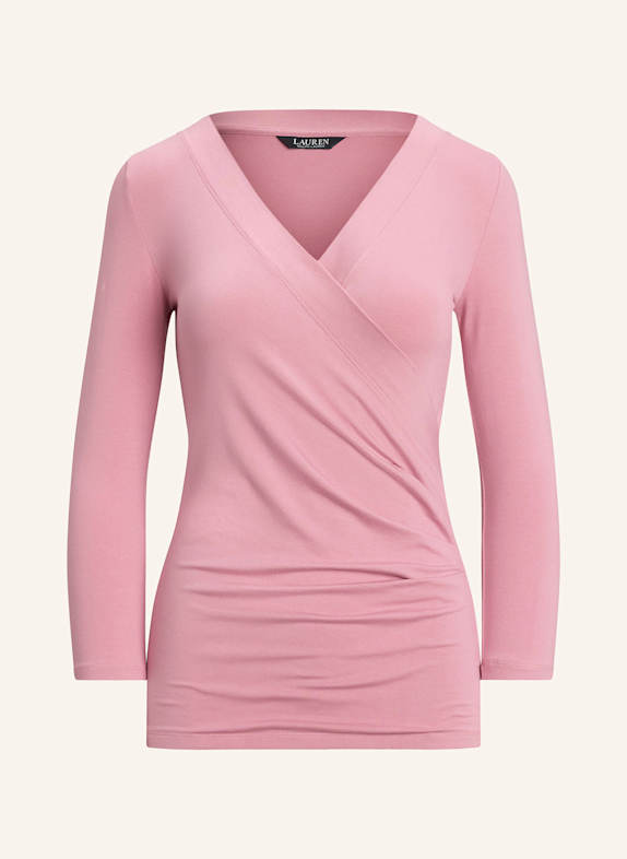 Košilová halenka ze saténu Halenka ALAYJA s 3/4 rukávem RŮŽOVÁ