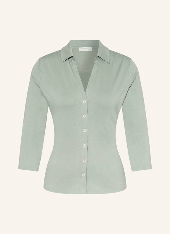 Marc O'Polo Hemdbluse aus Jersey mit 3/4-Arm HELLGRÜN