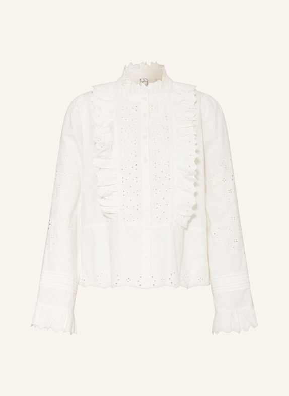 ROUGE VILA Bluzka z falbankami i dziurkowaną koronką BIAŁY