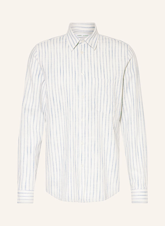 SAMSØE  SAMSØE Hemd LIAM Comfort Fit mit Leinen WEISS/ BLAU