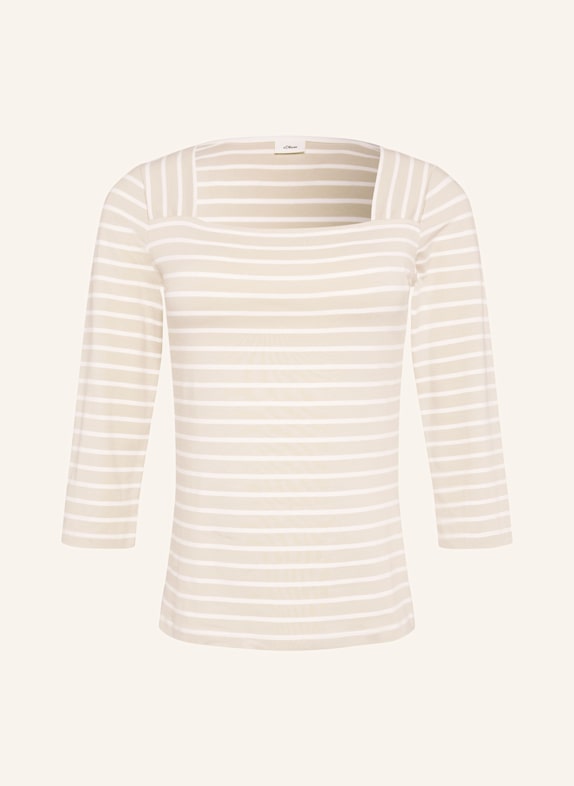 s.Oliver BLACK LABEL Shirt mit 3/4-Arm BEIGE/ WEISS