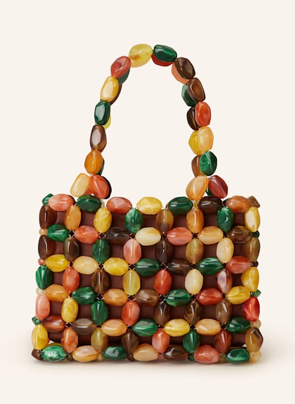 0711 TBILISI Handtasche JUNO aus Schmuckperlen BRAUN/ DUNKELGELB/ DUNKELORANGE
