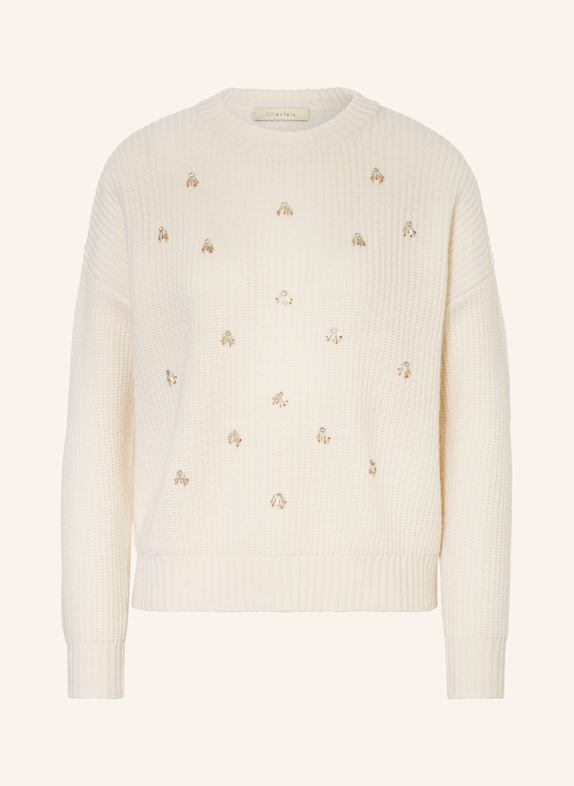lilienfels Pullover mit Cashmere und Schmucksteinen CREME