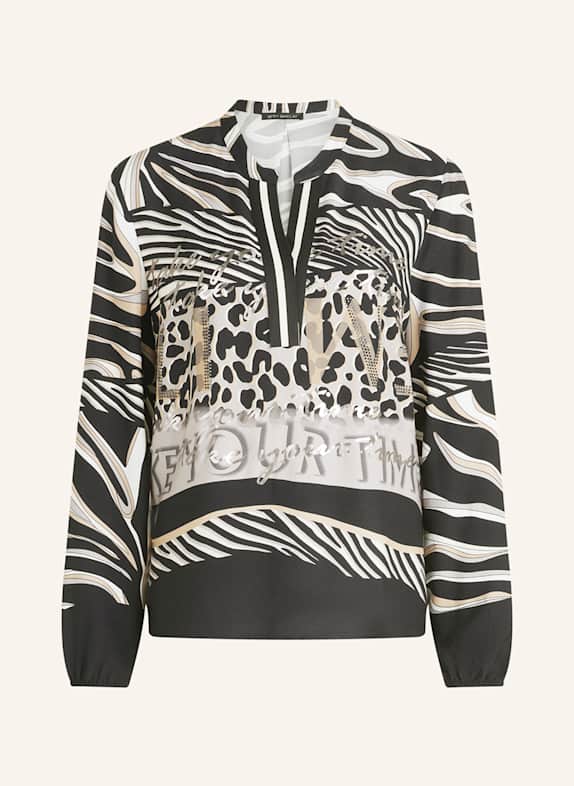 Betty Barclay Shirt blouse with decorative gems BLACK/ BEIGE/ GRAY