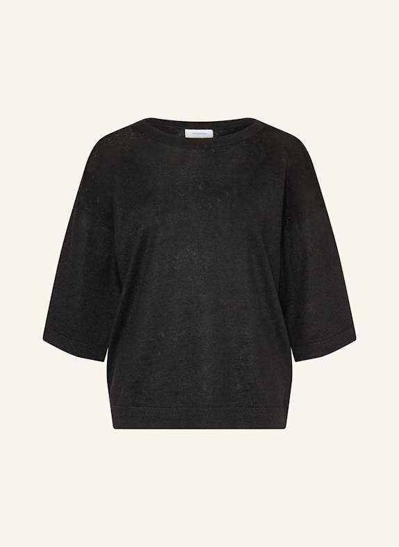 darling harbour Strickshirt aus Leinen SCHWARZ