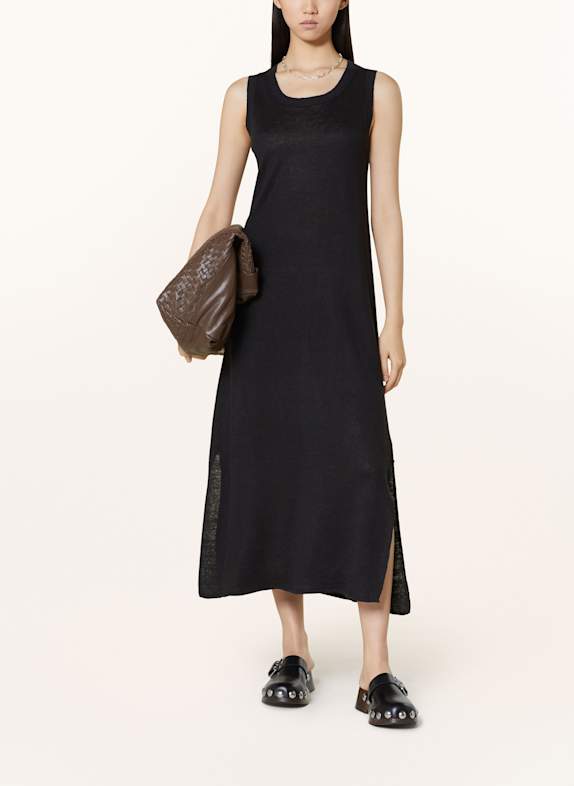 darling harbour Strickkleid aus Leinen SCHWARZ