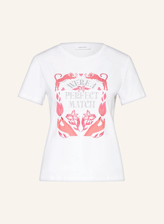 darling harbour T-Shirt mit Schmucksteinen weiß pink orange