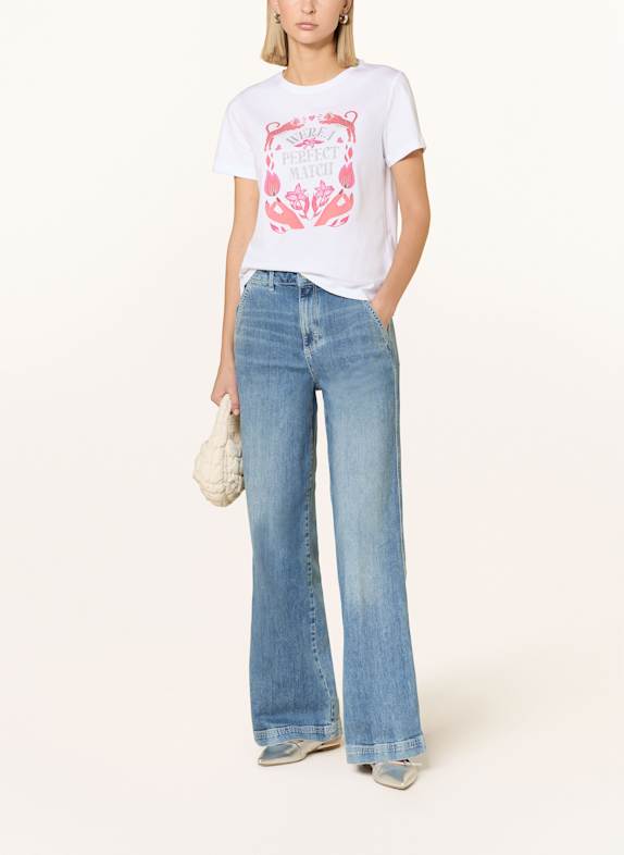 darling harbour T-Shirt mit Schmucksteinen weiß pink orange
