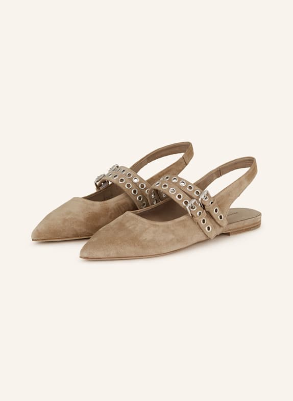 KENNEL & SCHMENGER Slingballerinas GRETA mit Nieten TAUPE