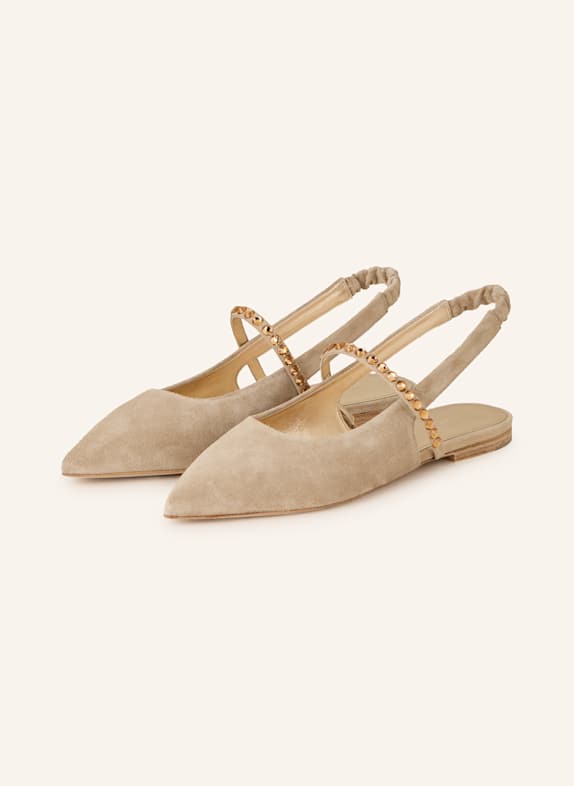 KENNEL & SCHMENGER Sling-Ballerinas GRETA mit Schmucksteinen TAUPE