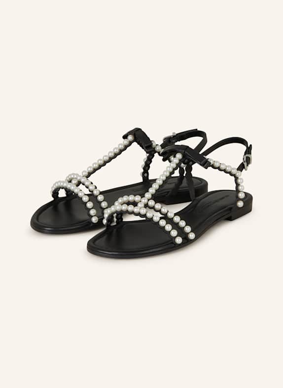 KENNEL & SCHMENGER Sandalen ELLE mit Schmuckperlen SCHWARZ/ ECRU