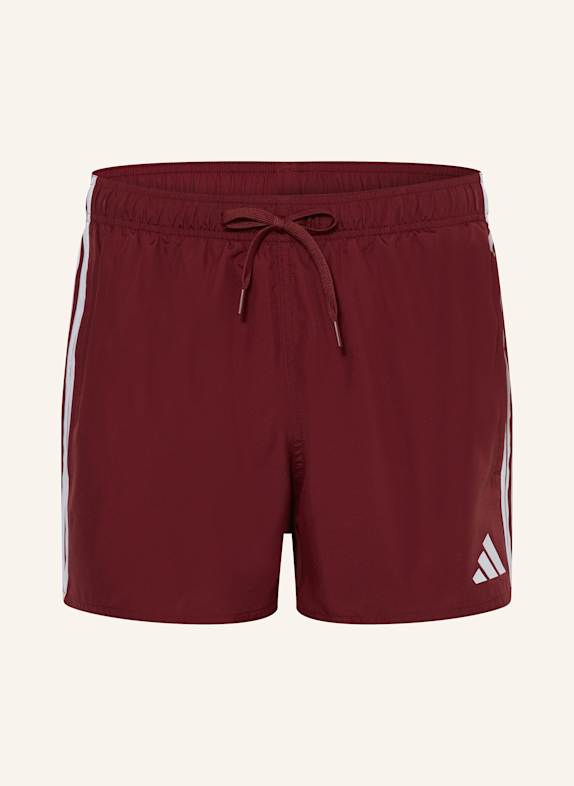 adidas 3-STRIPE 3-INCH swim shorts DARK RED/ WHITE