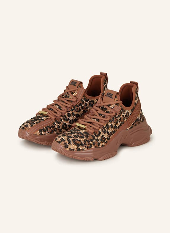 STEVE MADDEN Sneaker MISTICA-L mit Schmucksteinen BRAUN/ SCHWARZ/ HELLORANGE