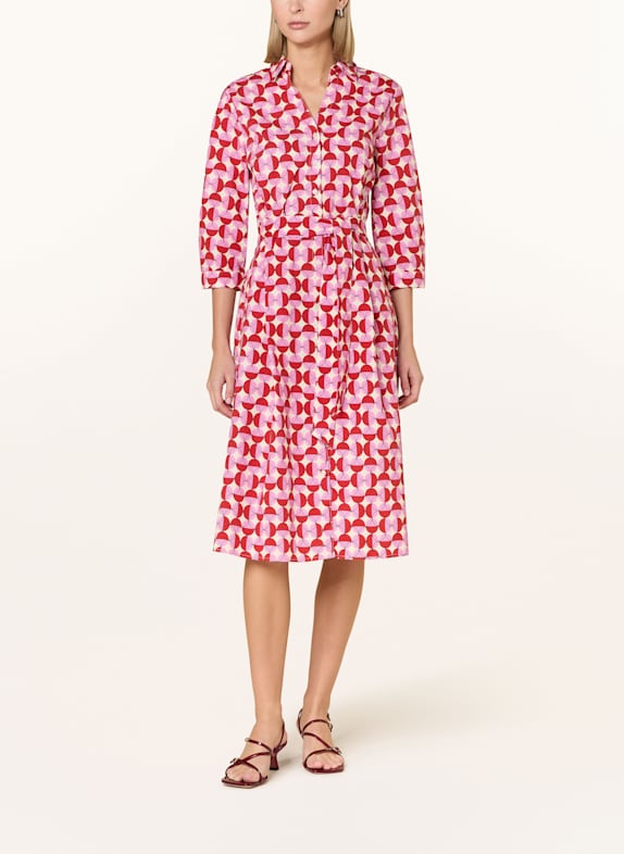 MORE & MORE Hemdblusenkleid mit 3/4-Arm PINK/ ROT/ ECRU
