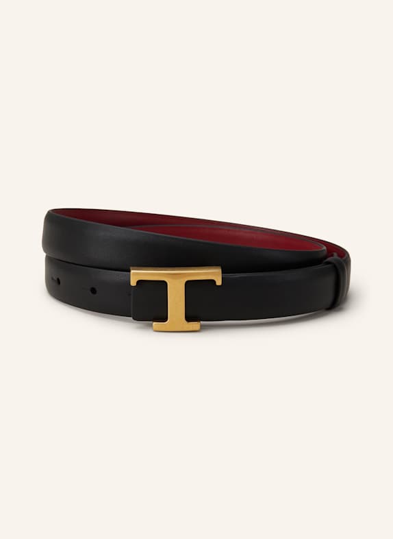TOD'S Reversible leather belt BLACK/ DARK RED