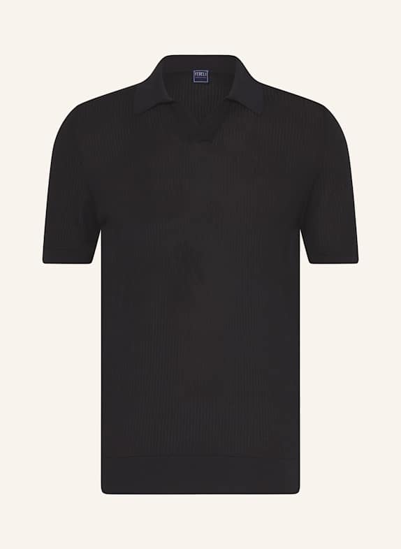FEDELI Strick-Poloshirt SCHWARZ