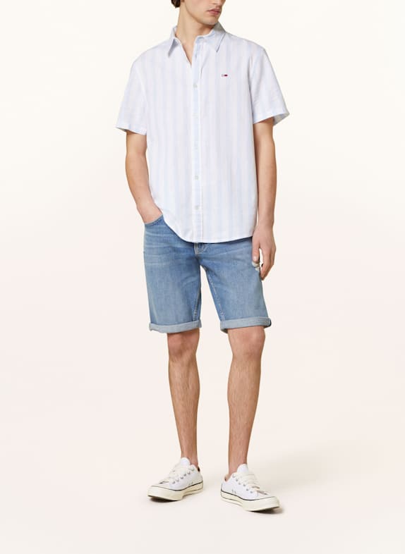 TOMMY JEANS Overhemd met korte mouwen en normale pasvorm LICHTBLAUW / WIT