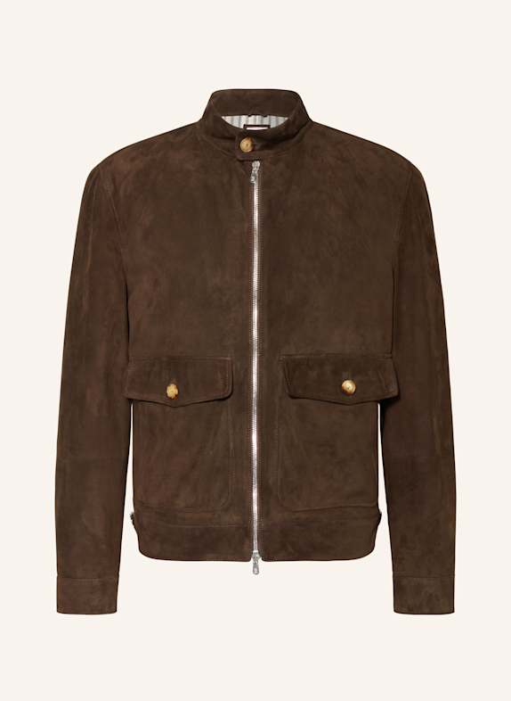 BRUNELLO CUCINELLI Lederjacke DUNKELBRAUN