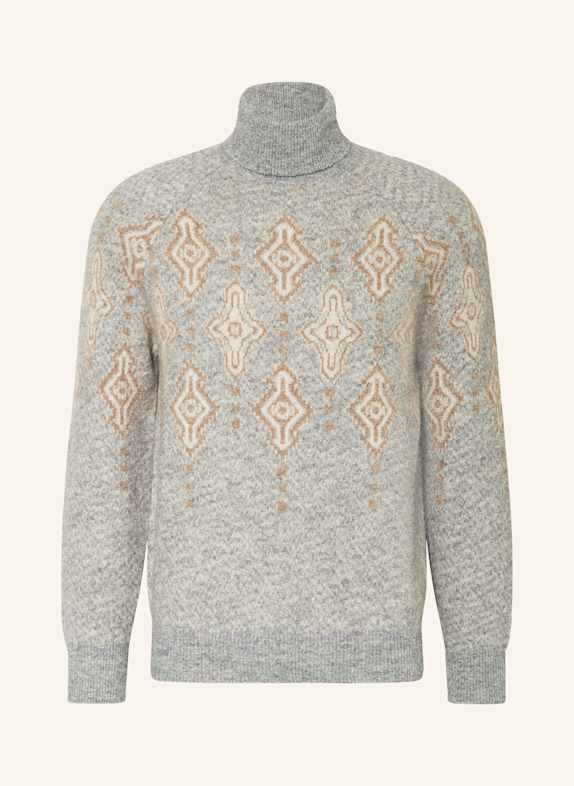 BRUNELLO CUCINELLI Rollkragenpullover mit Alpaka GRAU/ BRAUN
