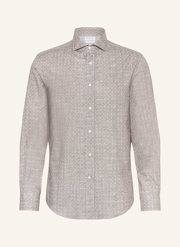 BRUNELLO CUCINELLI Hemd Regular Fit GRAU/ BRAUN