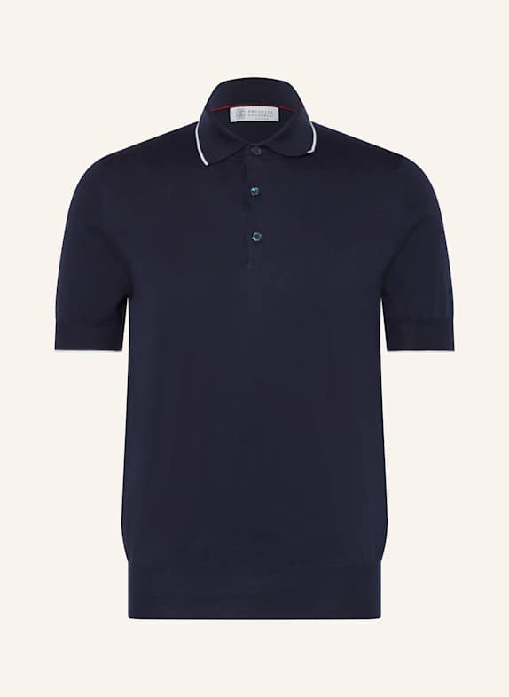 BRUNELLO CUCINELLI Strick-Poloshirt DUNKELBLAU