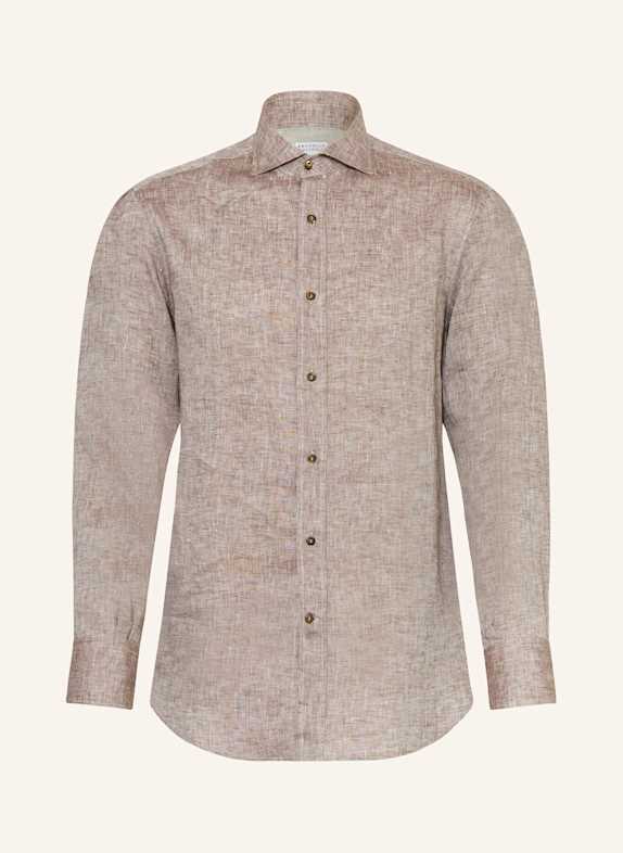 BRUNELLO CUCINELLI Leinenhemd Basic Fit HELLBRAUN/ BEIGE