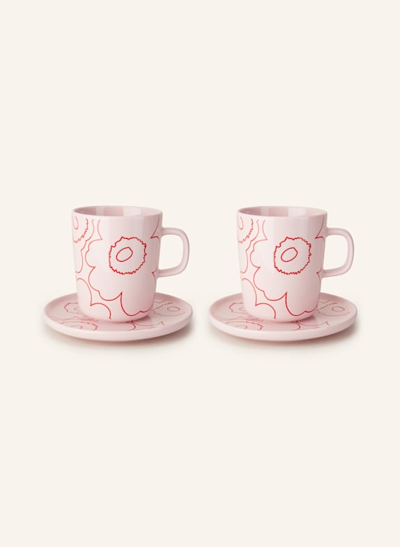 marimekko 4-tlg. Geschirr-Set OIVA/PIIRTO UNIKKO ROSA/ ROT