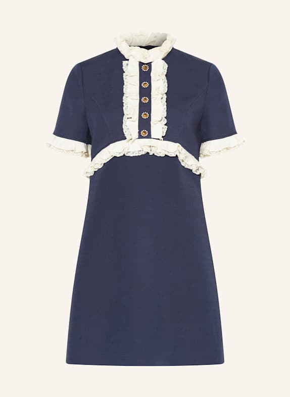 VALENTINO Kleid mit Seide und Spitze DUNKELBLAU/ ECRU